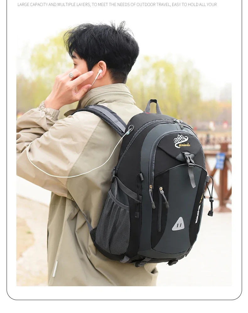 Travel Backpack Men's and Women's Outdoor Mountaineering Bag Large Capacity Waterproof Sports Camping Hiking Luggage Storage Bag