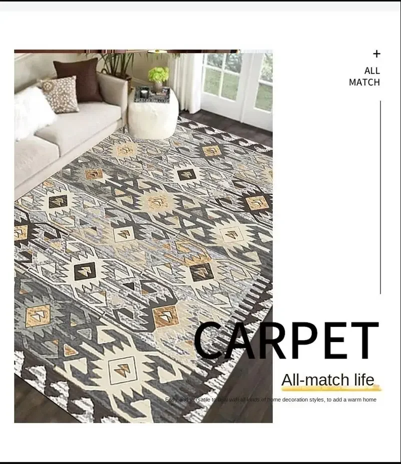 VIKAMA Bohemian Vintage Carpet for Living Room and Bedroom, Easy-to-Manage Ethnic Style Dining Room Rug, Home Decoration
