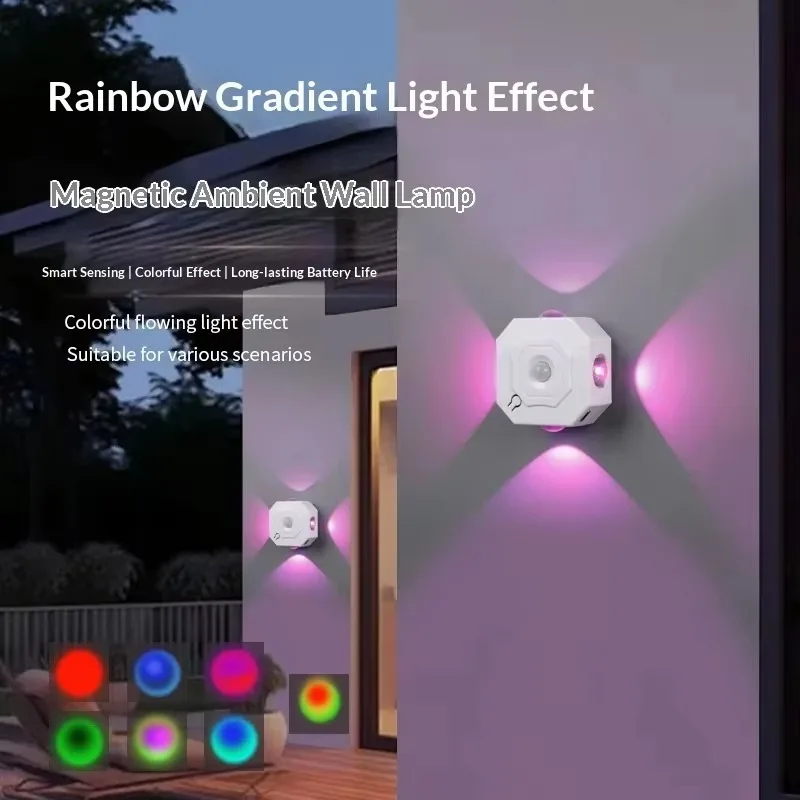 LED Motion Sensor Lamp Rechargeable Night Light Indoor Decorative Wall Lights RGB and 3 Colors Hallway Stairs Kitchen Lighting