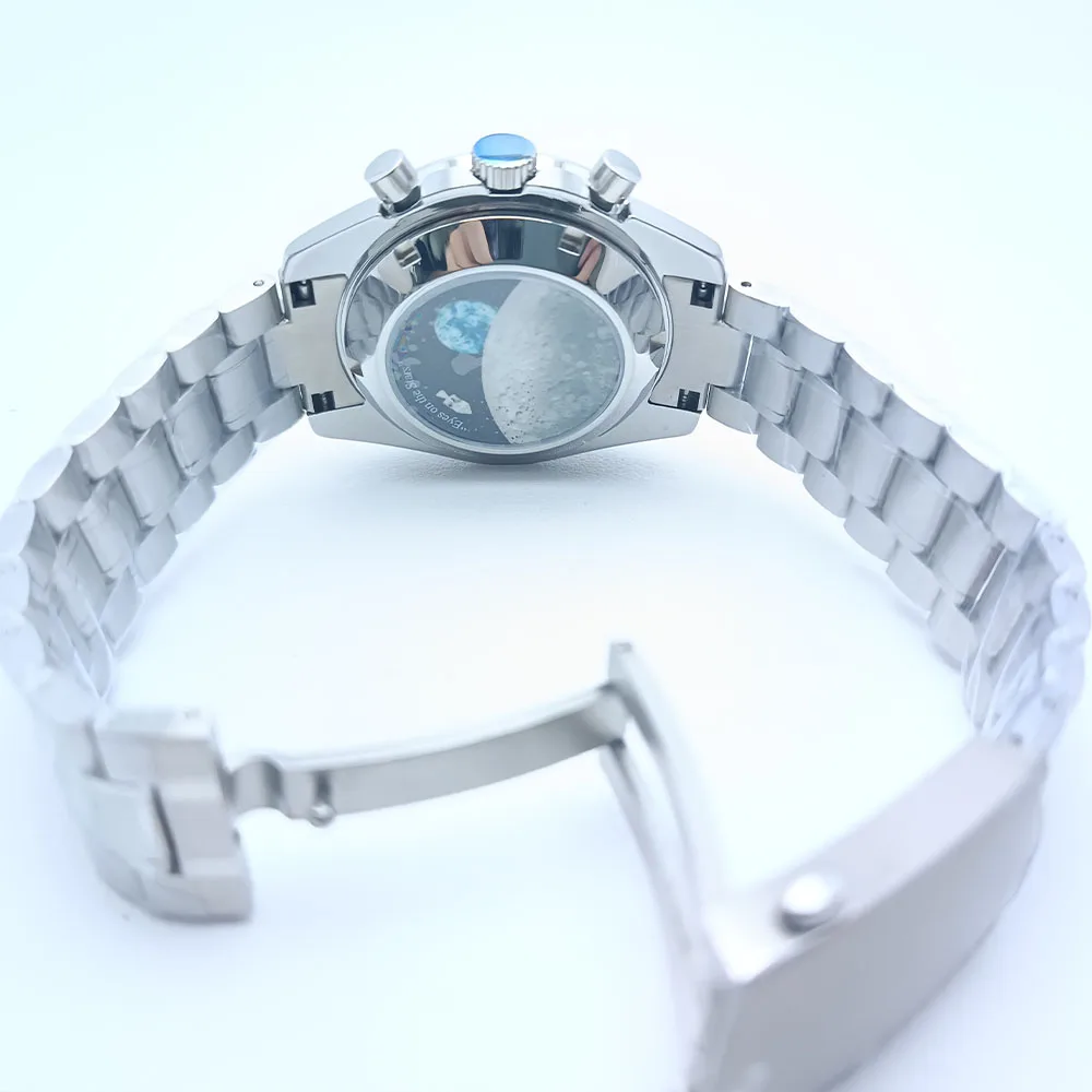 39.7mm Men's Watches Metal Case FIT VK63 Movement Watch Case Accessories Sapphire Glass Watch Parts Fits 20mm Strap Watch Box