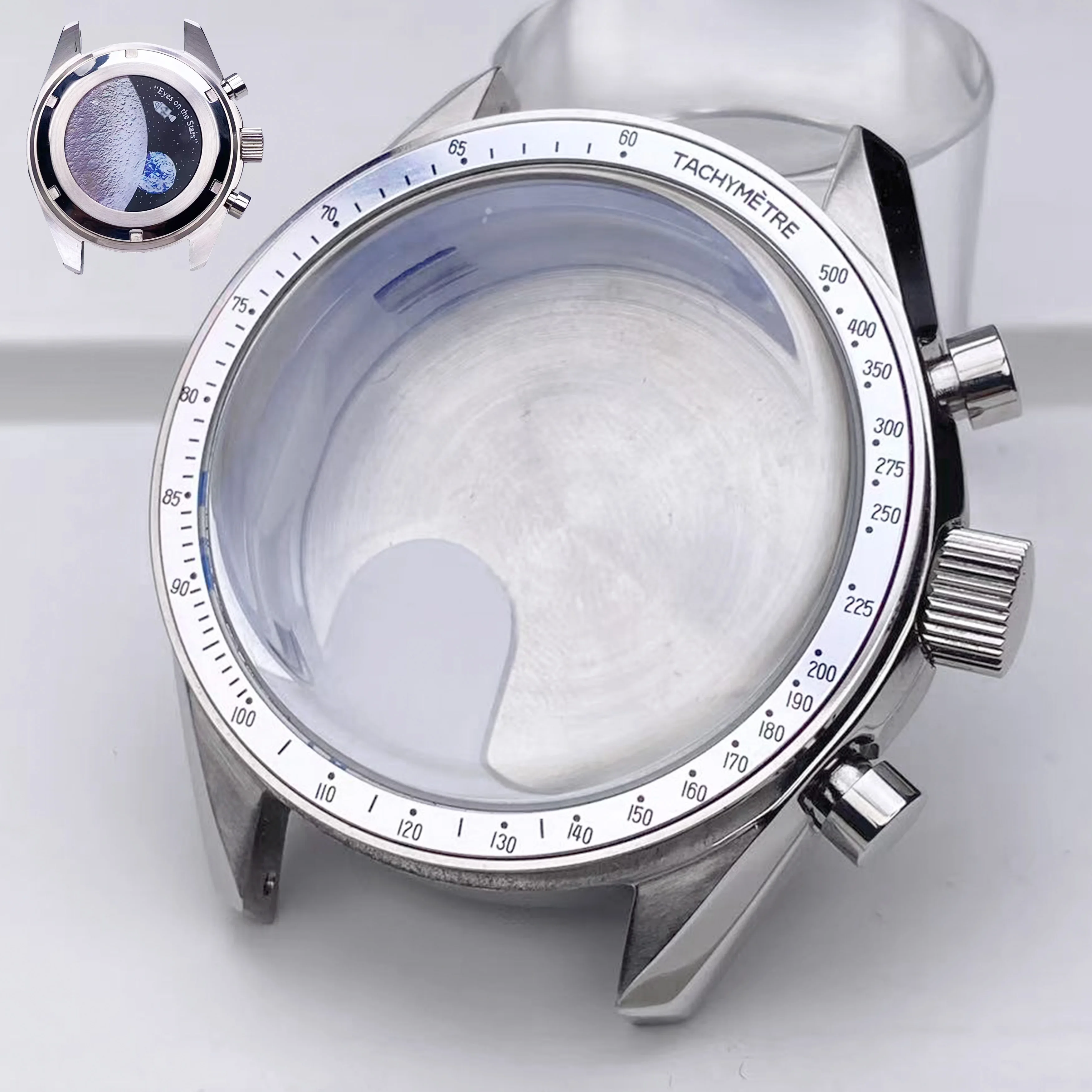 VK63 High Quality 39.7mm Case Moonswatch Metal Case Chronograph Case Fit VK63 Movement Accessories VK63 Watch Box