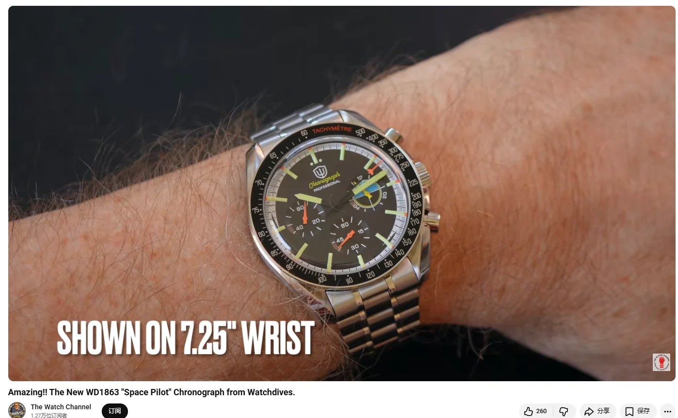 Watchdives WD1863 New 39Mm VK63 Mecha-Quartz Chronograph Watch Bubble Sapphire AR Luminous 100M Waterproof Sports Men Wristwatch