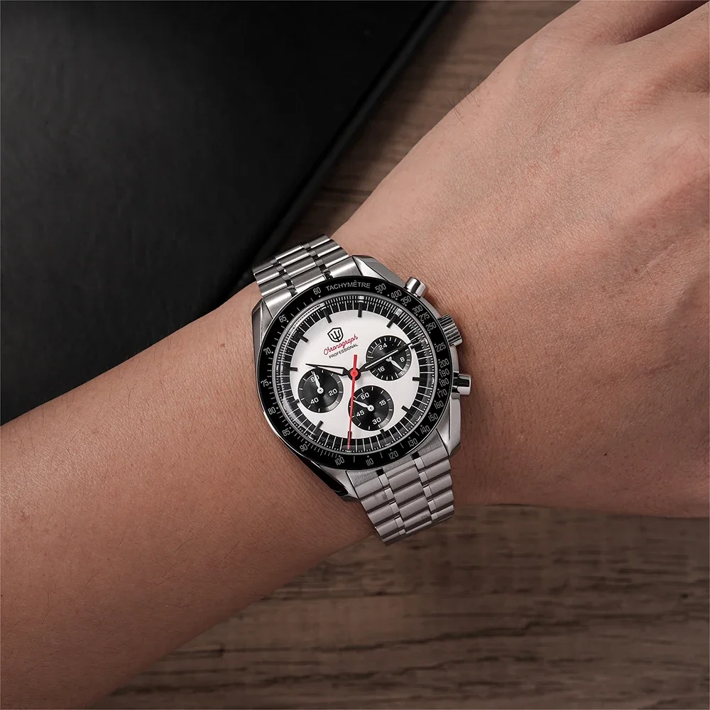 Watchdives WD1863 New 39Mm VK63 Mecha-Quartz Chronograph Watch Bubble Sapphire AR Luminous 100M Waterproof Sports Men Wristwatch