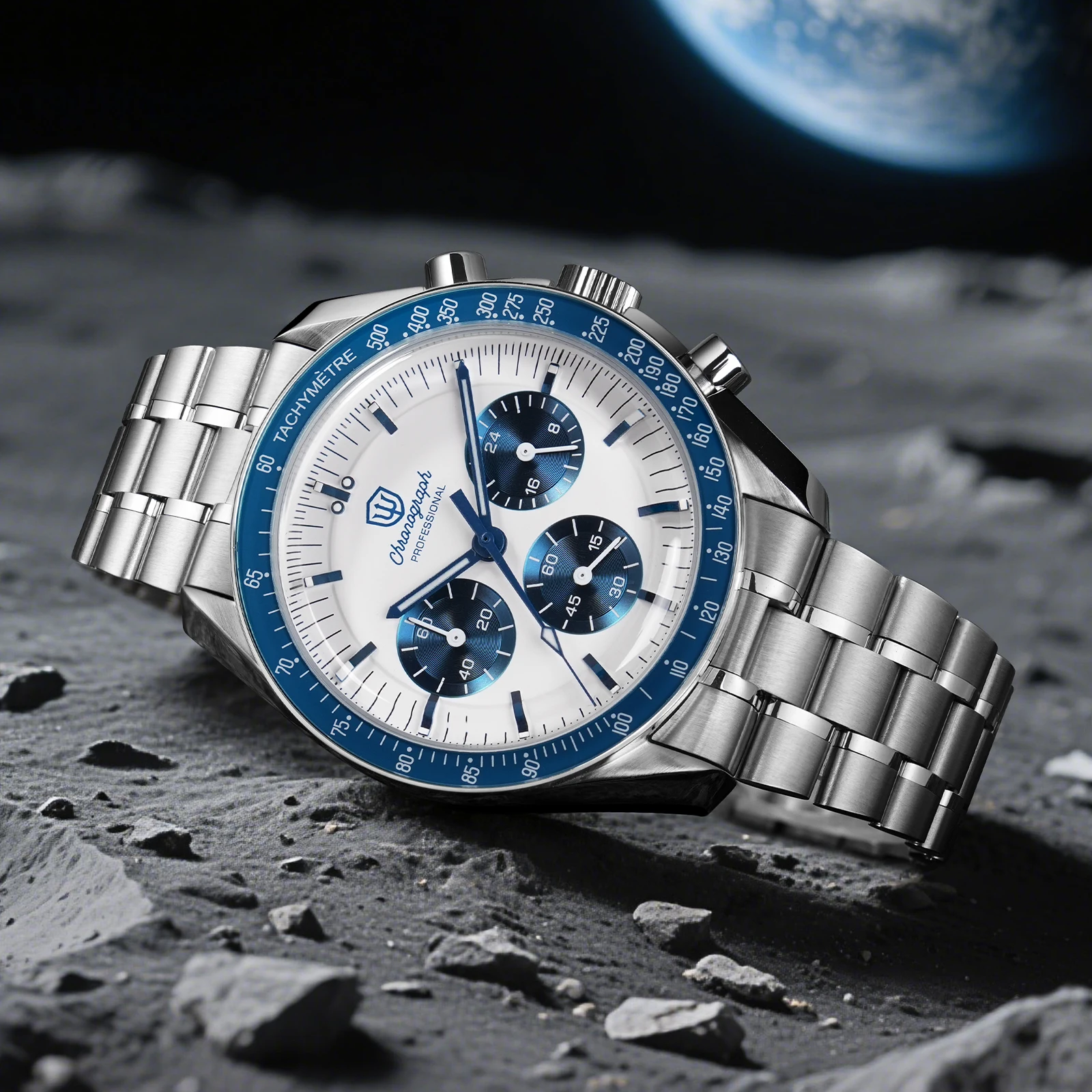 Watchdives WD1863 New 39Mm VK63 Mecha-Quartz Chronograph Watch Bubble Sapphire AR Luminous 100M Waterproof Sports Men Wristwatch