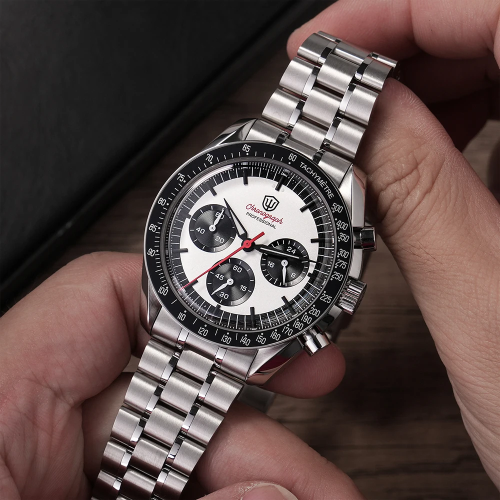 Watchdives WD1863 New 39Mm VK63 Mecha-Quartz Chronograph Watch Bubble Sapphire AR Luminous 100M Waterproof Sports Men Wristwatch