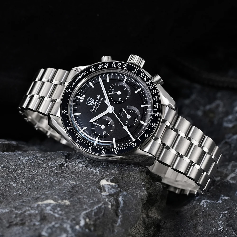 Watchdives WD1863 New 39Mm VK63 Mecha-Quartz Chronograph Watch Bubble Sapphire AR Luminous 100M Waterproof Sports Men Wristwatch