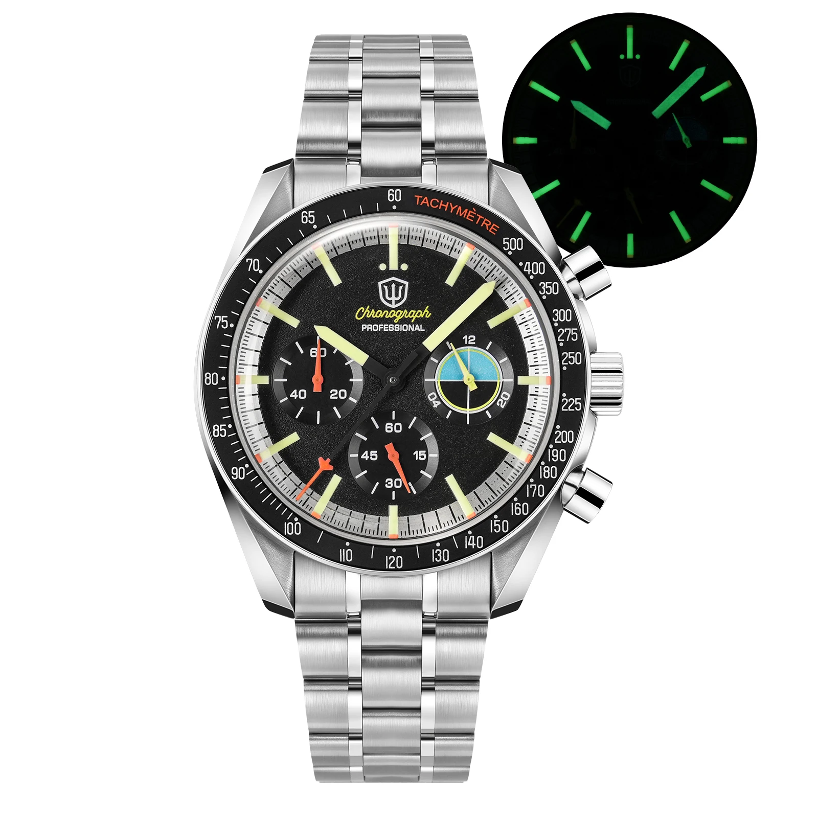 Watchdives WD1863 New 39Mm VK63 Mecha-Quartz Chronograph Watch Bubble Sapphire AR Luminous 100M Waterproof Sports Men Wristwatch