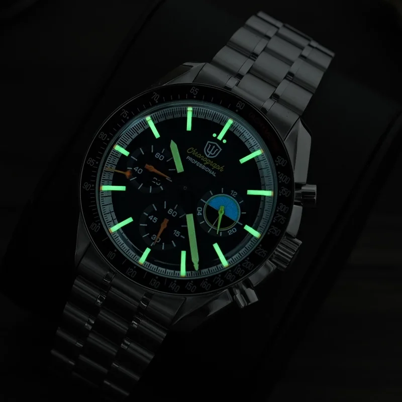 Watchdives WD1863 New 39Mm VK63 Mecha-Quartz Chronograph Watch Bubble Sapphire AR Luminous 100M Waterproof Sports Men Wristwatch