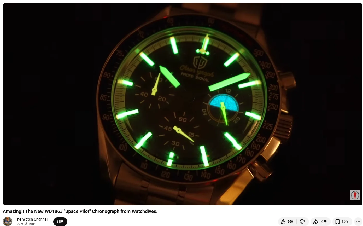 Watchdives WD1863 New 39Mm VK63 Mecha-Quartz Chronograph Watch Bubble Sapphire AR Luminous 100M Waterproof Sports Men Wristwatch