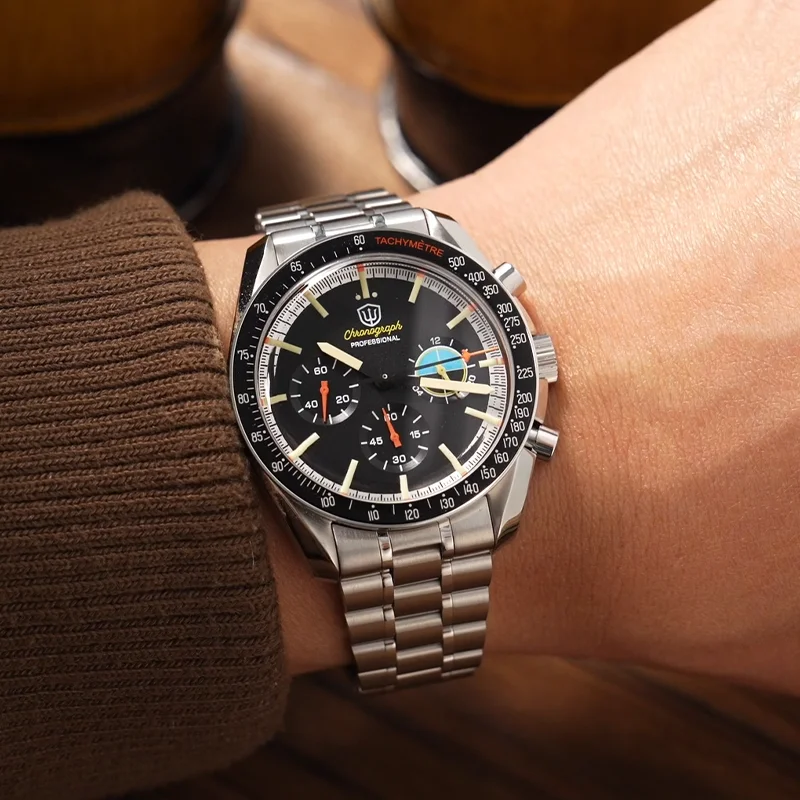 Watchdives WD1863 New 39Mm VK63 Mecha-Quartz Chronograph Watch Bubble Sapphire AR Luminous 100M Waterproof Sports Men Wristwatch