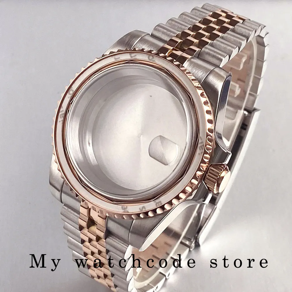 40mm Two Tone Rose Golden Mens Watch Case for SUB GMT Watch Mod NH34A NH35A NH36 NH70 NH38 NH39 ETA 2824 Glidelock System Clasp