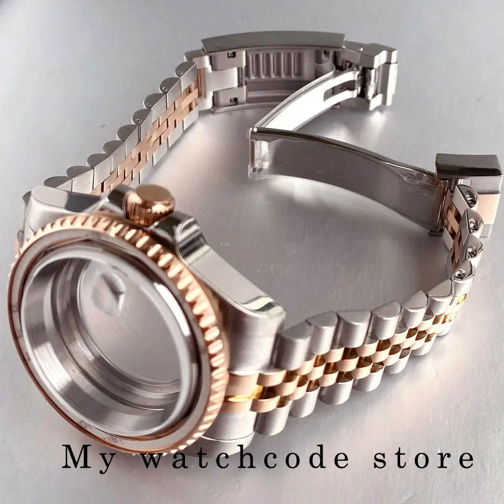 40mm Two Tone Rose Golden Mens Watch Case for SUB GMT Watch Mod NH34A NH35A NH36 NH70 NH38 NH39 ETA 2824 Glidelock System Clasp