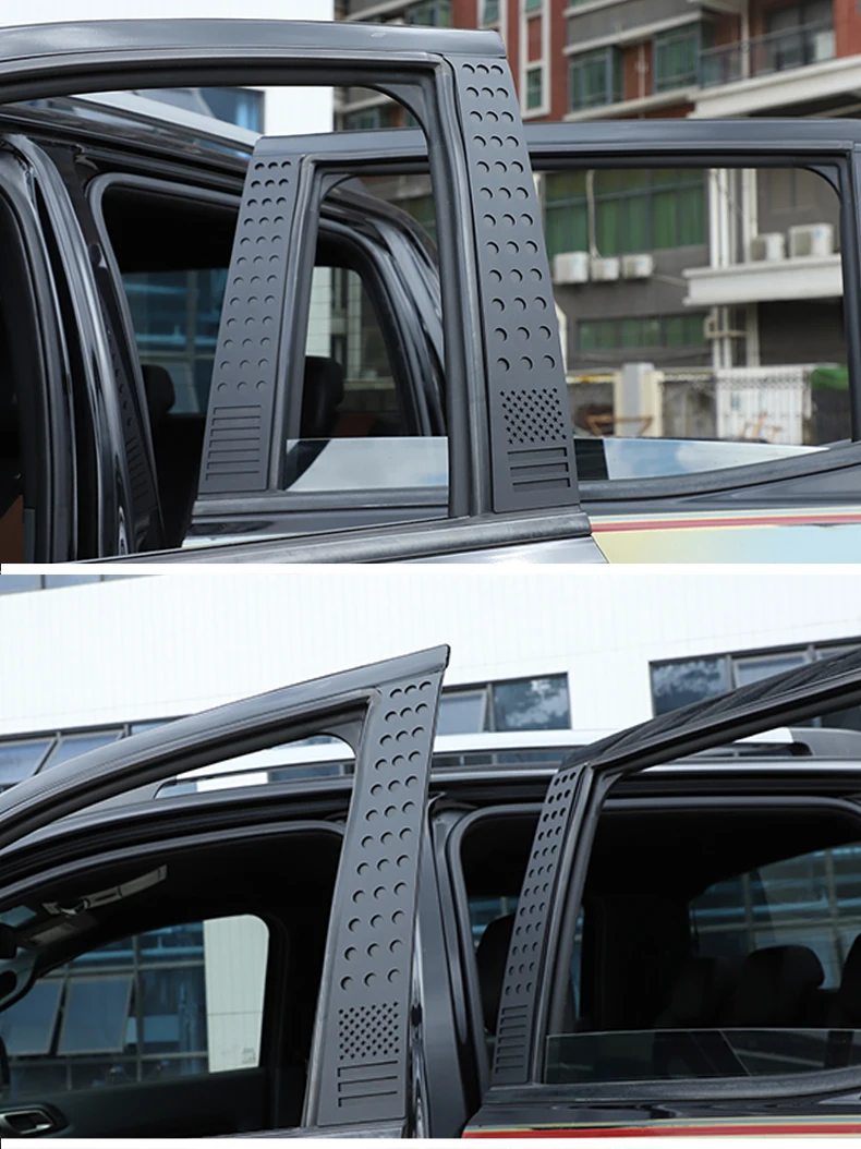 For Ford Ranger Wildtrak 2015-2021 Aluminum Alloy Car Window B-pillar Center Pillar Trim Sticker Car Accessories