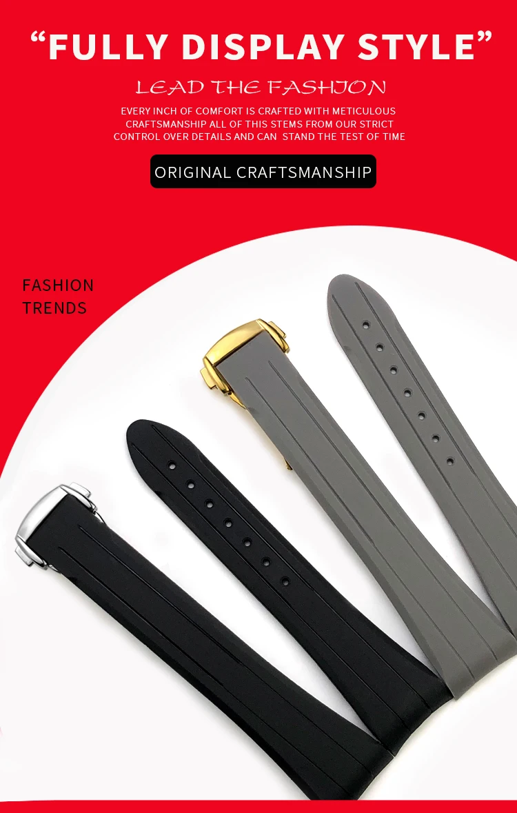 18mm 19mm 20mm 21mm Curved Rubber Silicone Watchband for Omega Seamaster 300 Speedmaster Moon Watch Strap Black Blue Bracelets