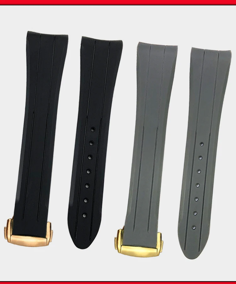18mm 19mm 20mm 21mm Curved Rubber Silicone Watchband for Omega Seamaster 300 Speedmaster Moon Watch Strap Black Blue Bracelets