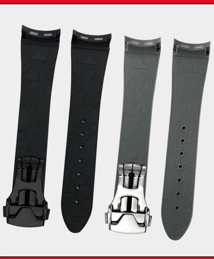 18mm 19mm 20mm 21mm Curved Rubber Silicone Watchband for Omega Seamaster 300 Speedmaster Moon Watch Strap Black Blue Bracelets