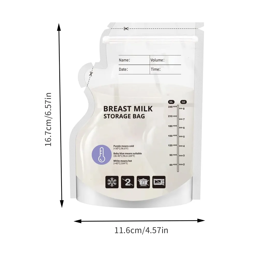 60pcs/30pcs Breast Milk Storage Bags Sterilized Leak Proof Pouches Disposable Breastmilk Storage Freezing Temperature Indicator
