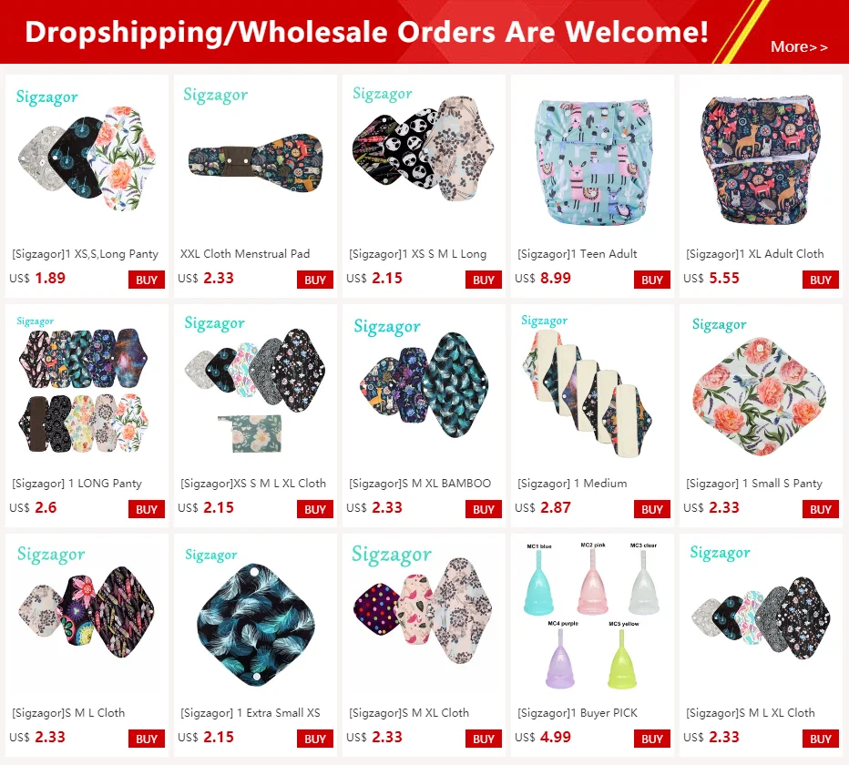 [Sigzagor] 5 Thong Panty Liners XXS Cloth Menstrual Pads Reusable Washable Bamboo Sanitary Tampons