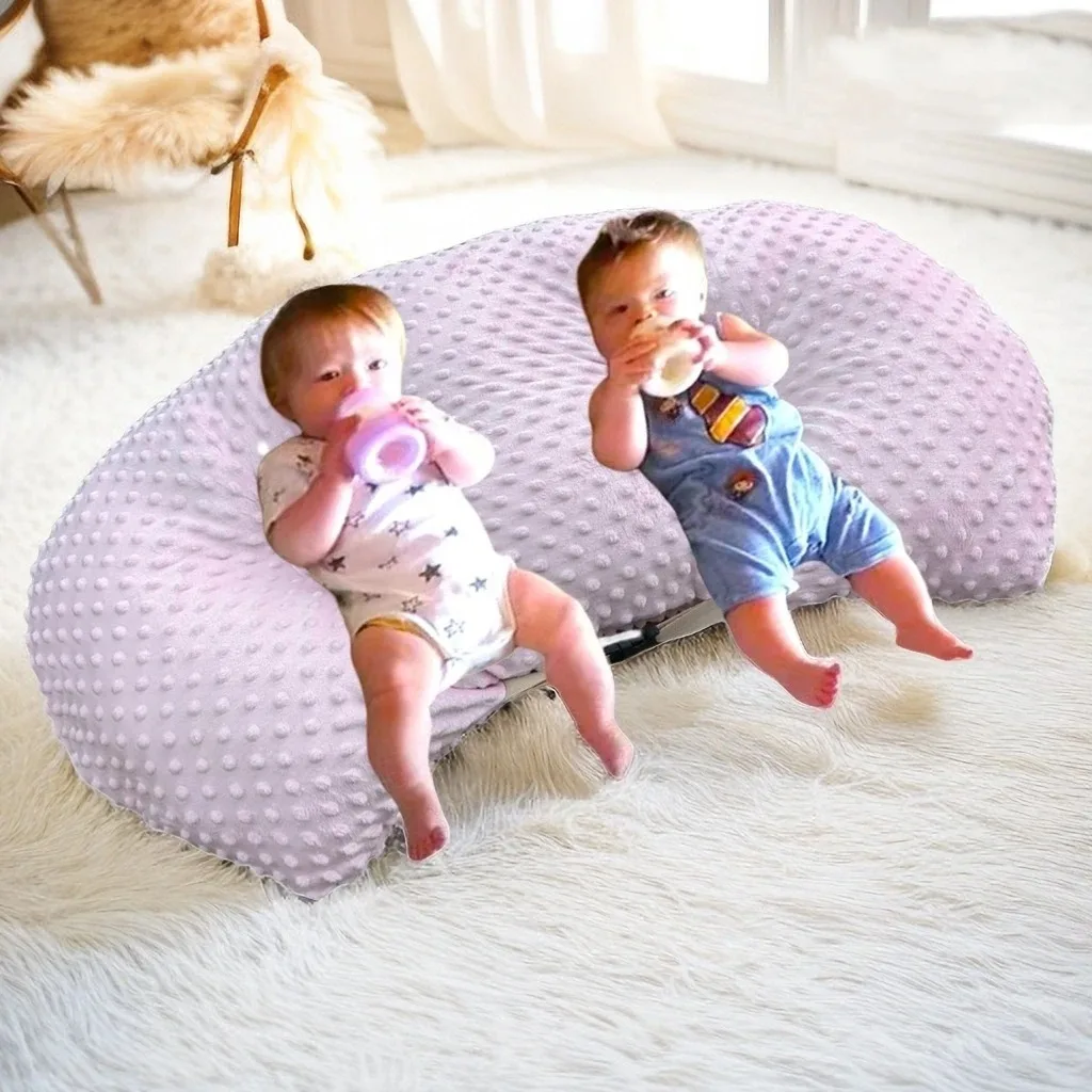 Twin Breastfeeding Pillow Multi Functional Baby Pillow Anti Overflow Anti Spitting Pillow Cushion for Newborn Breastfeeding Bed