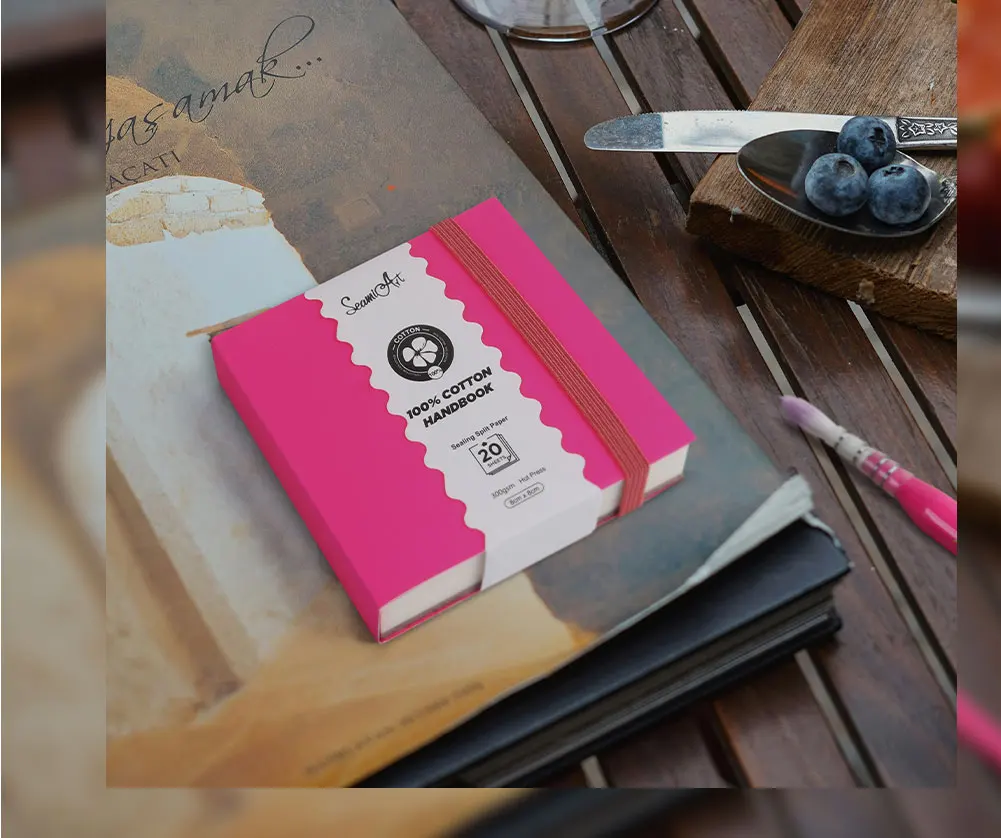 SeamiArt 8x8cm Mini Cotton Sealing Glue Watercolor Travel Notebook Hot Pressed 300gsm Drawing Paper 20 Sheets for Art Supplies