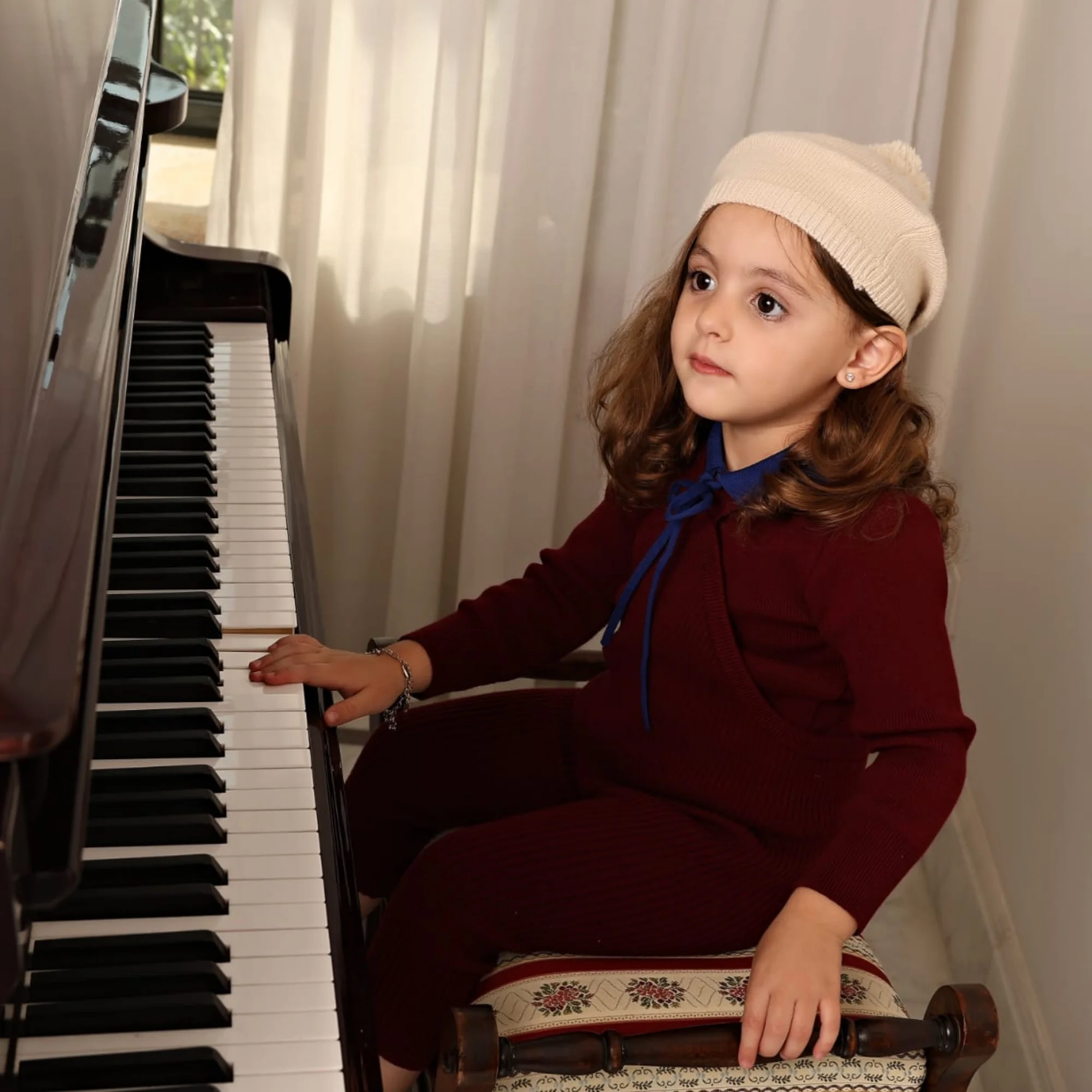 2026 Mali's AW Burgundy Color Collection Girls Dresses Boy Embroidery Shirt Solid Skirts Children Clothing Knitted Tops Outfits