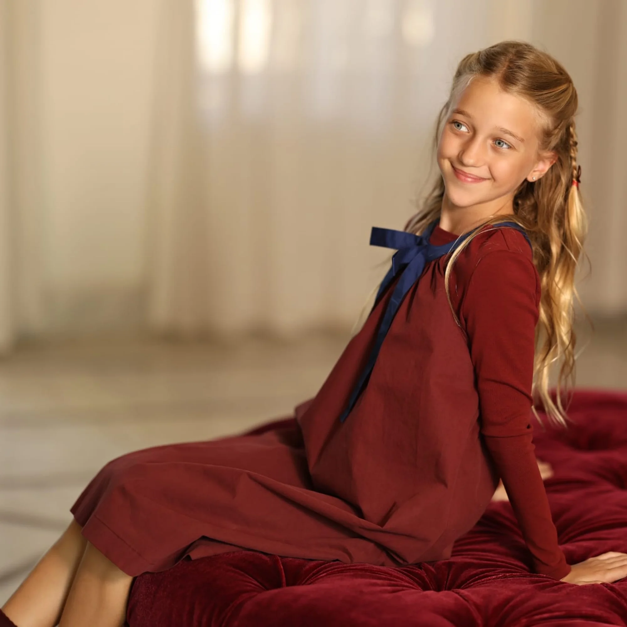 2026 Mali's AW Burgundy Color Collection Girls Dresses Boy Embroidery Shirt Solid Skirts Children Clothing Knitted Tops Outfits