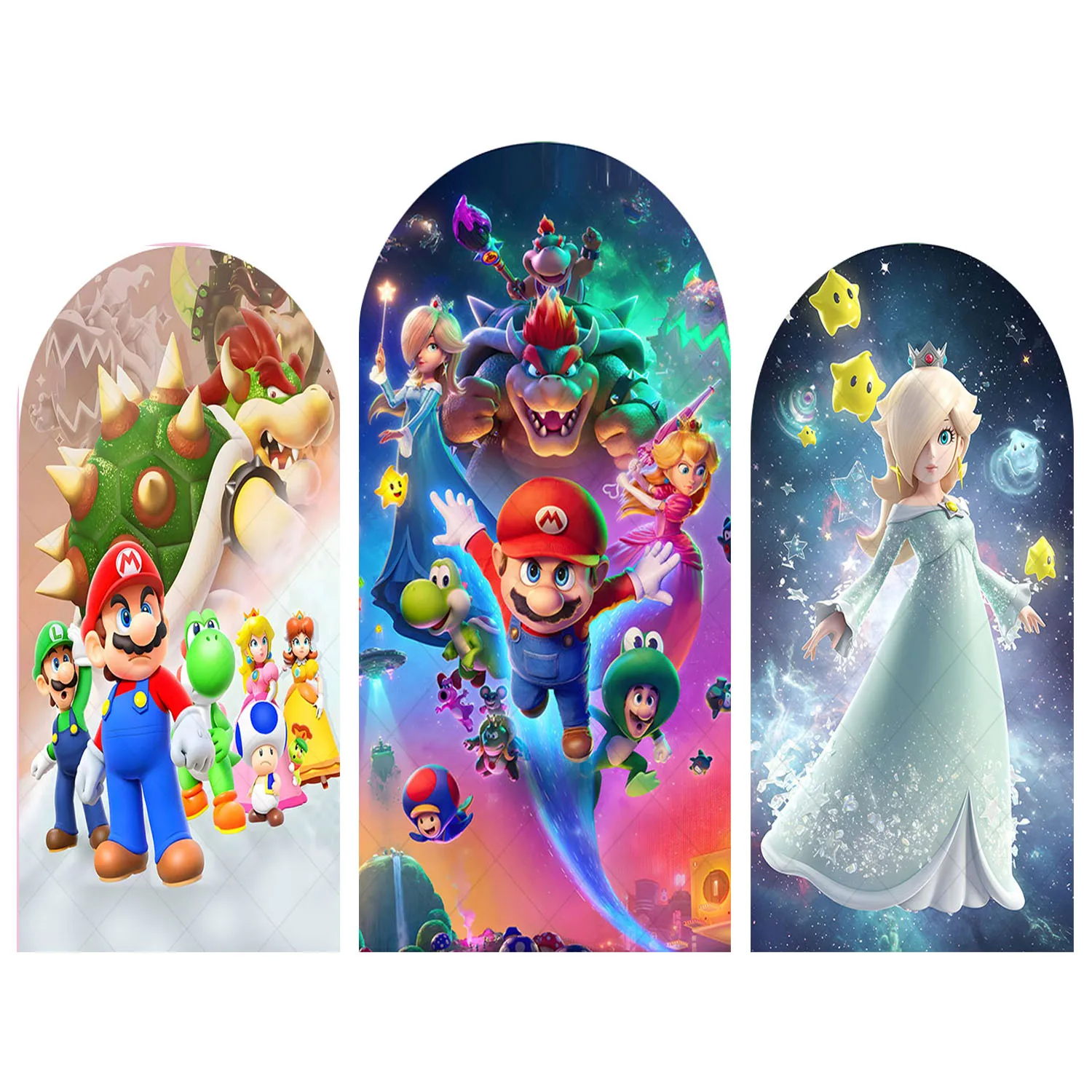 Arch Shape Cartoon Movie Super Red Green Bro Theme Background Birthday Party Backdrop Polyester Arch Banner Photography Props