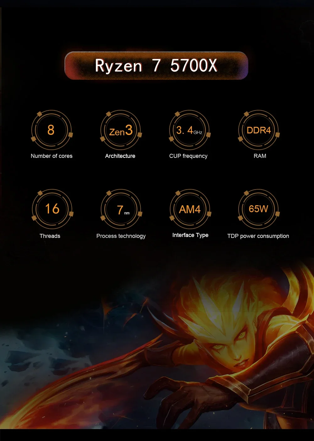 AMD Ryzen 7 5700X, AMD R7 5700X New 8C/16T 65W 7NM L3=32M 100-000000926 Socket AM4 But Without Cooler