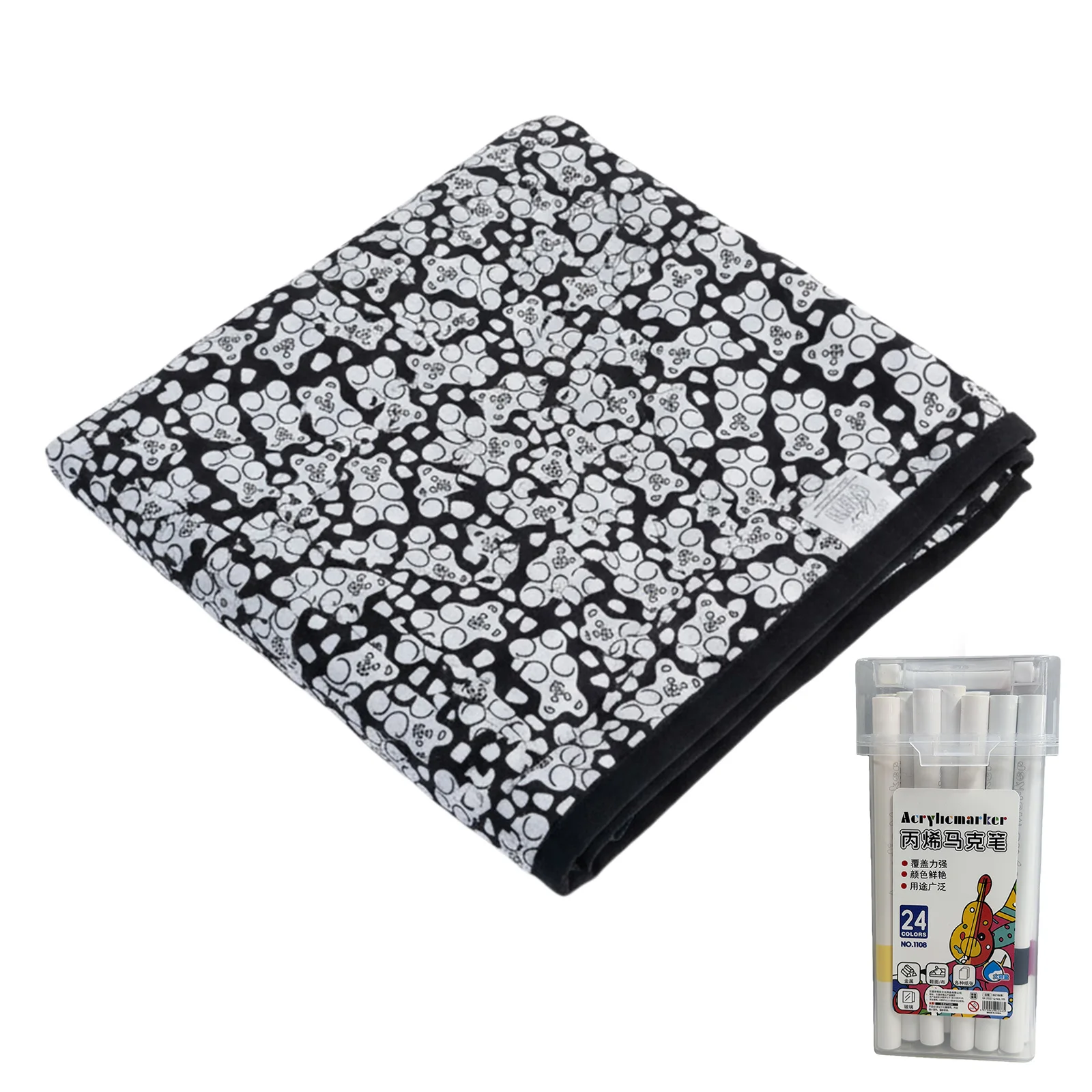 150x125cm DIY Painting Blankets Washable Velvet 24 Coloring Blanket With Markers For Holiday Arts Activities Creative Handcraft