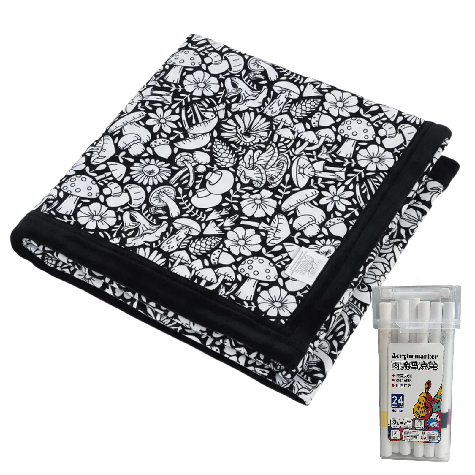 150x125cm DIY Painting Blankets Washable Velvet 24 Coloring Blanket With Markers For Holiday Arts Activities Creative Handcraft