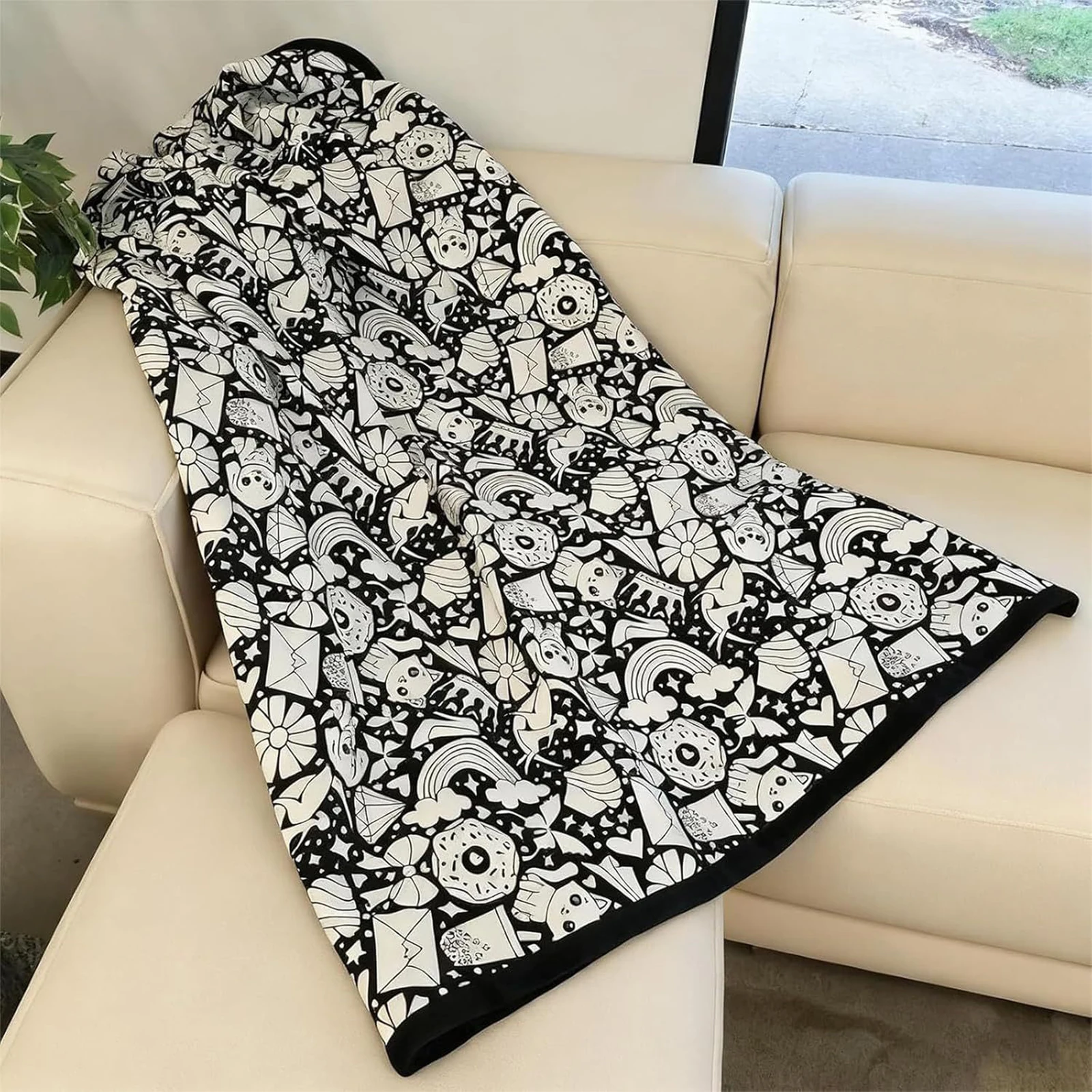 150x125cm DIY Painting Blankets Washable Velvet 24 Coloring Blanket With Markers For Holiday Arts Activities Creative Handcraft