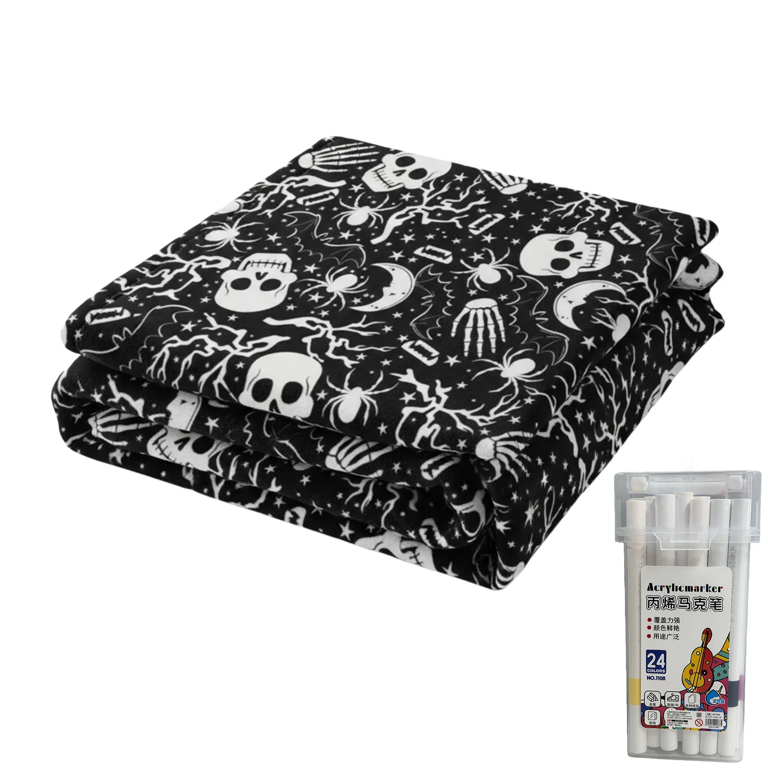 150x125cm DIY Painting Blankets Washable Velvet 24 Coloring Blanket With Markers For Holiday Arts Activities Creative Handcraft