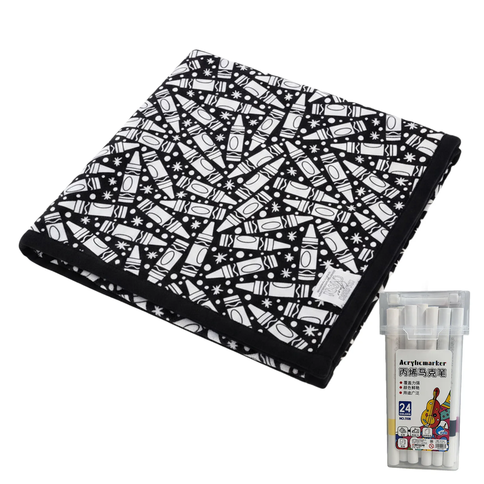 150x125cm DIY Painting Blankets Washable Velvet 24 Coloring Blanket With Markers For Holiday Arts Activities Creative Handcraft