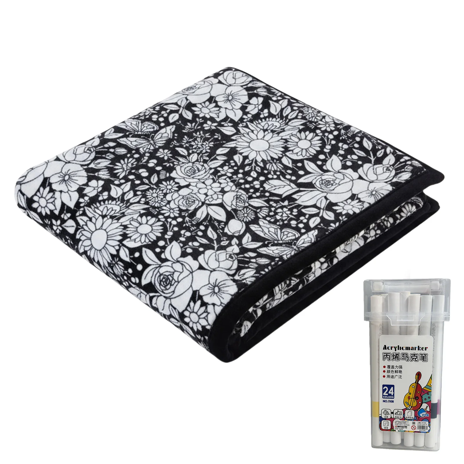 150x125cm DIY Painting Blankets Washable Velvet 24 Coloring Blanket With Markers For Holiday Arts Activities Creative Handcraft