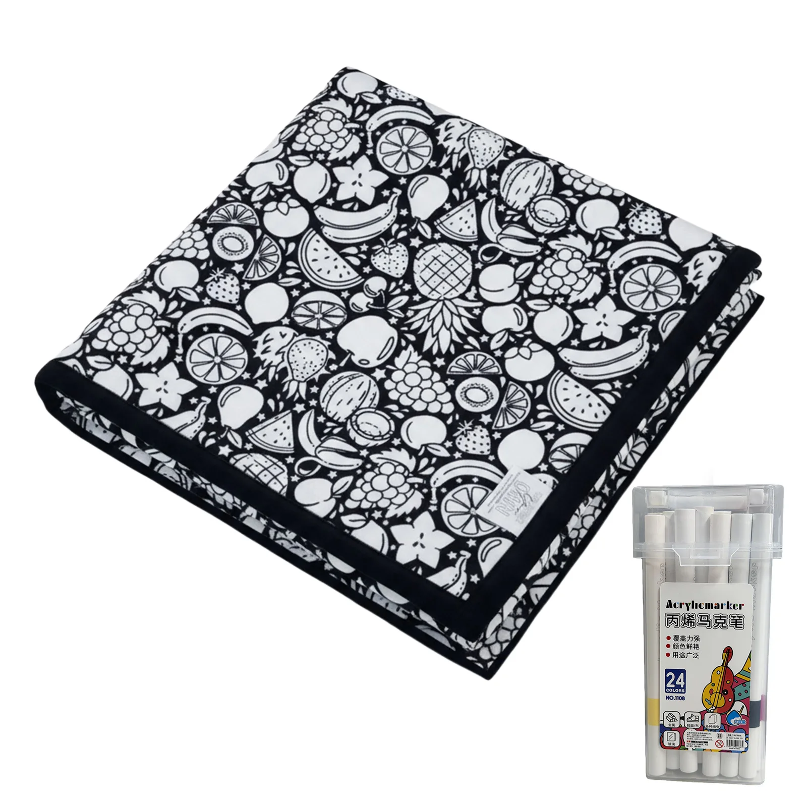 150x125cm DIY Painting Blankets Washable Velvet 24 Coloring Blanket With Markers For Holiday Arts Activities Creative Handcraft
