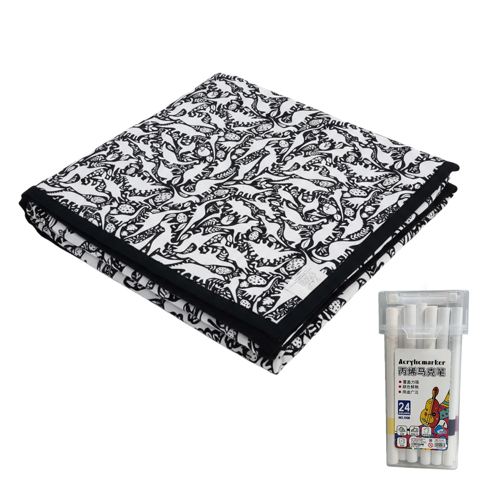 150x125cm DIY Painting Blankets Washable Velvet 24 Coloring Blanket With Markers For Holiday Arts Activities Creative Handcraft