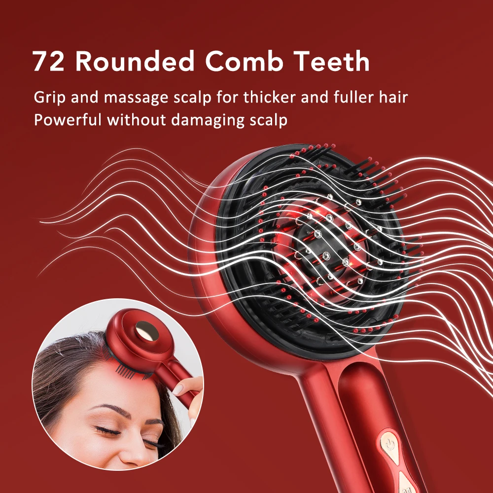 Electric Scalp Vibration Massage Comb Infrared Head Knead Massager Red Light Hair Growth Liquid Oil Applicator Anti-Hair Loss