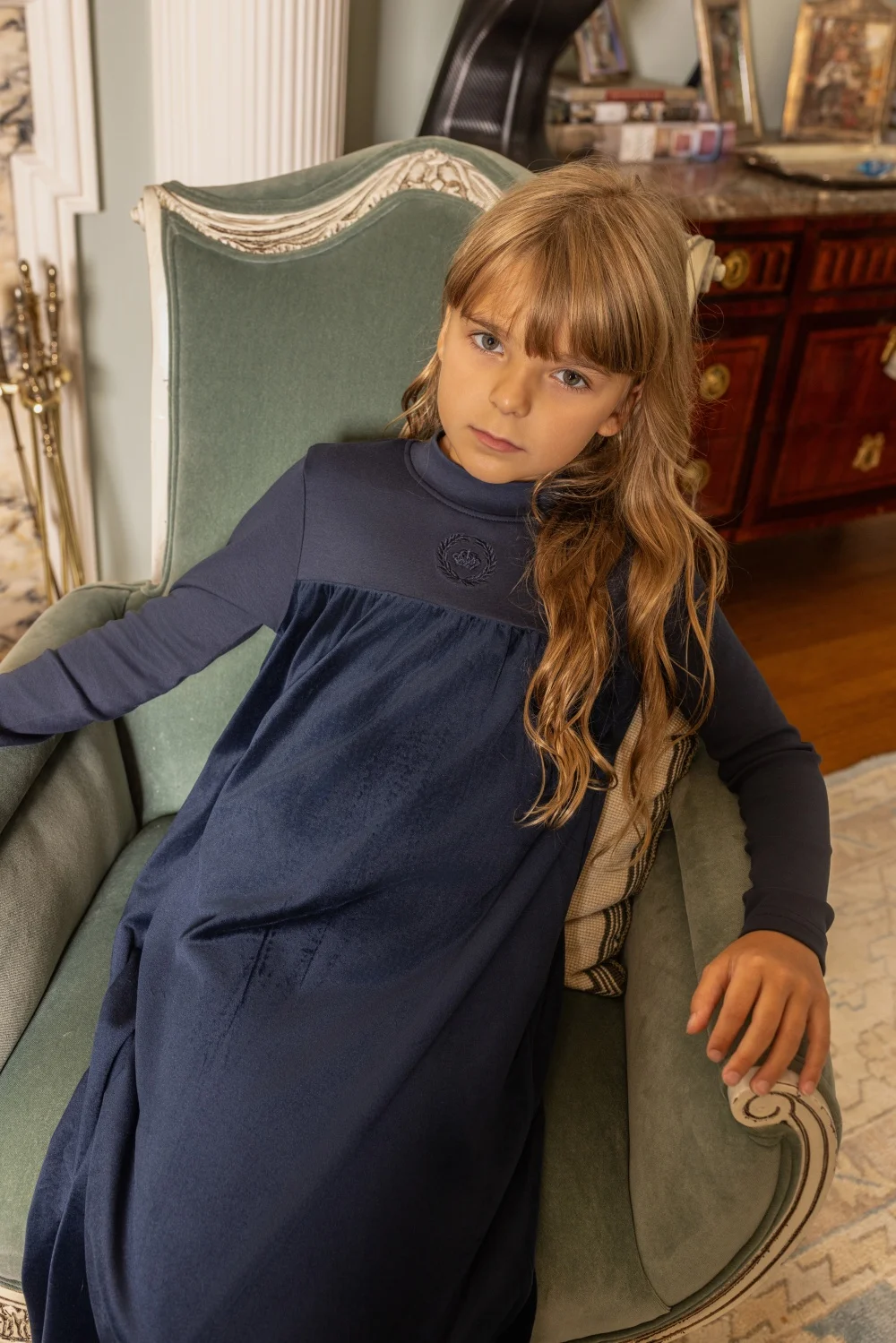 AP AW26 Friday Night Collection Boy Girl Velour With Jersey Fabric Family Matching Clothing Maxi Dress Set Clothes