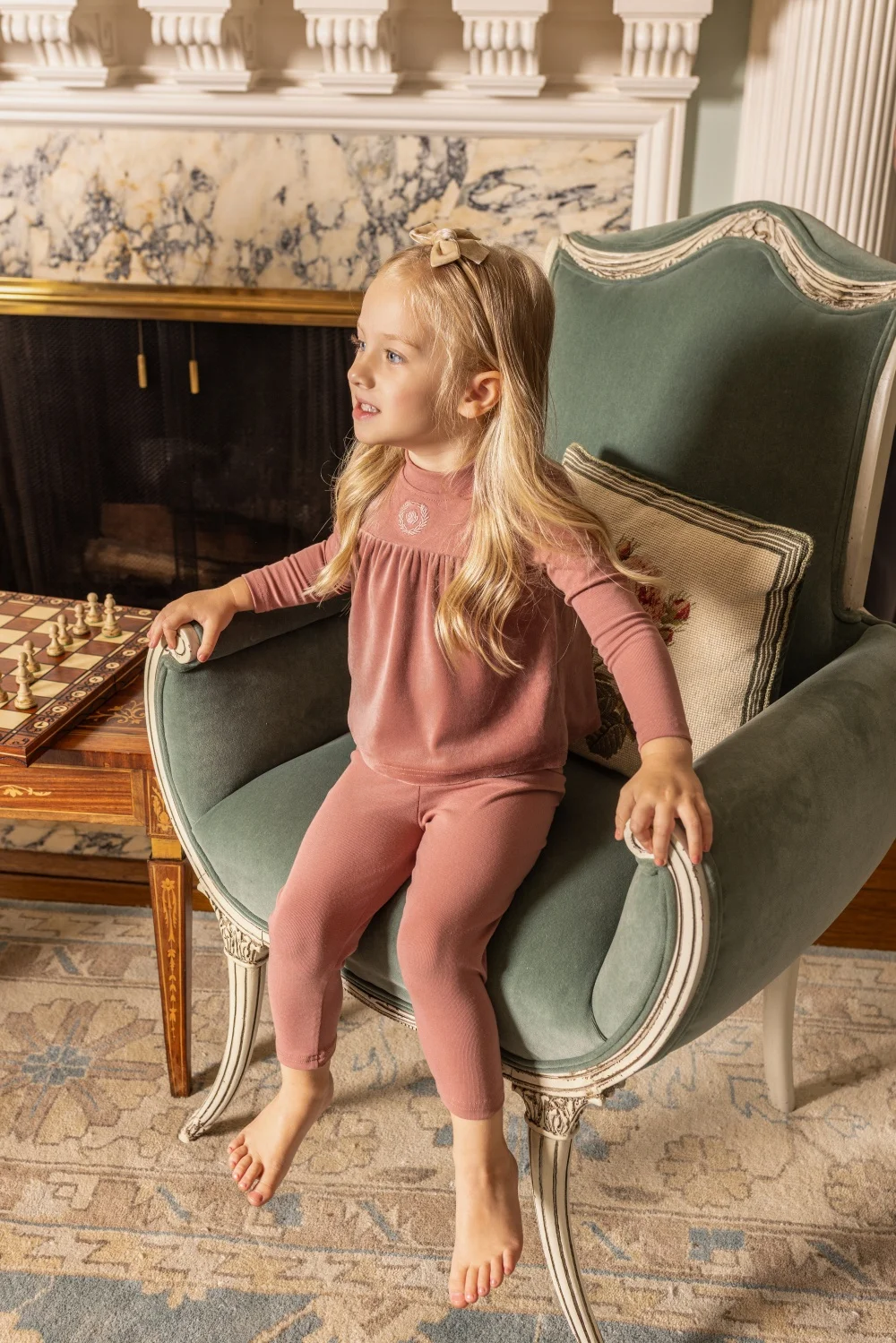 AP AW26 Friday Night Collection Boy Girl Velour With Jersey Fabric Family Matching Clothing Maxi Dress Set Clothes