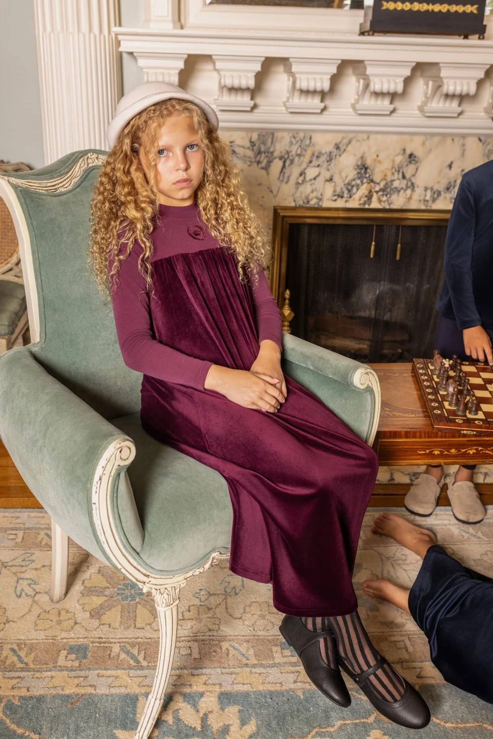 AP AW26 Friday Night Collection Boy Girl Velour With Jersey Fabric Family Matching Clothing Maxi Dress Set Clothes