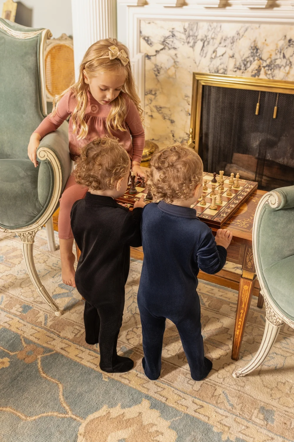 AP AW26 Friday Night Collection Boy Girl Velour With Jersey Fabric Family Matching Clothing Maxi Dress Set Clothes
