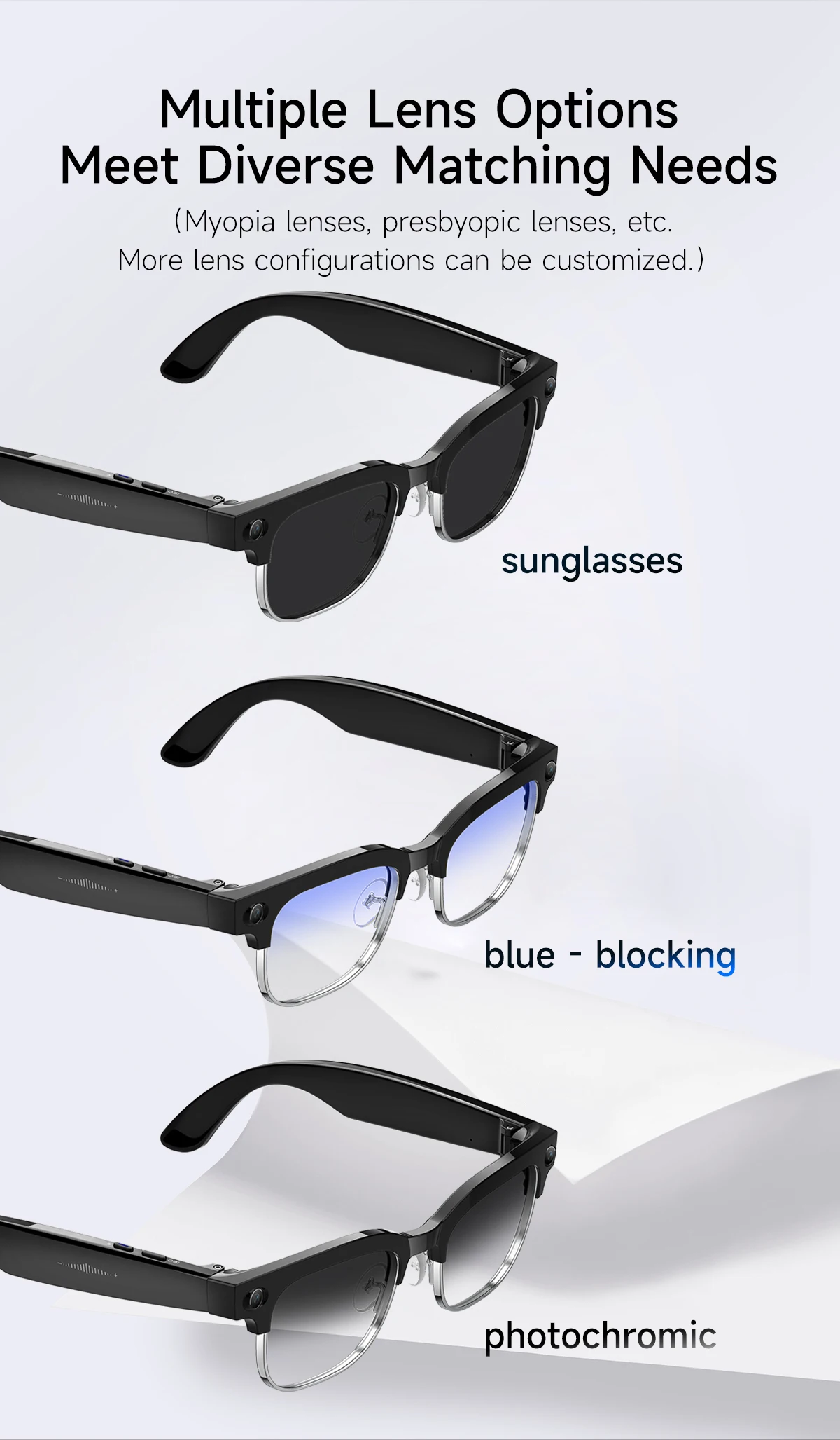 2026New AI Smart Glasses 120+Language Translation 800W Pixel Camera Video Music Player Call Business 8K Color Change Glasses Men