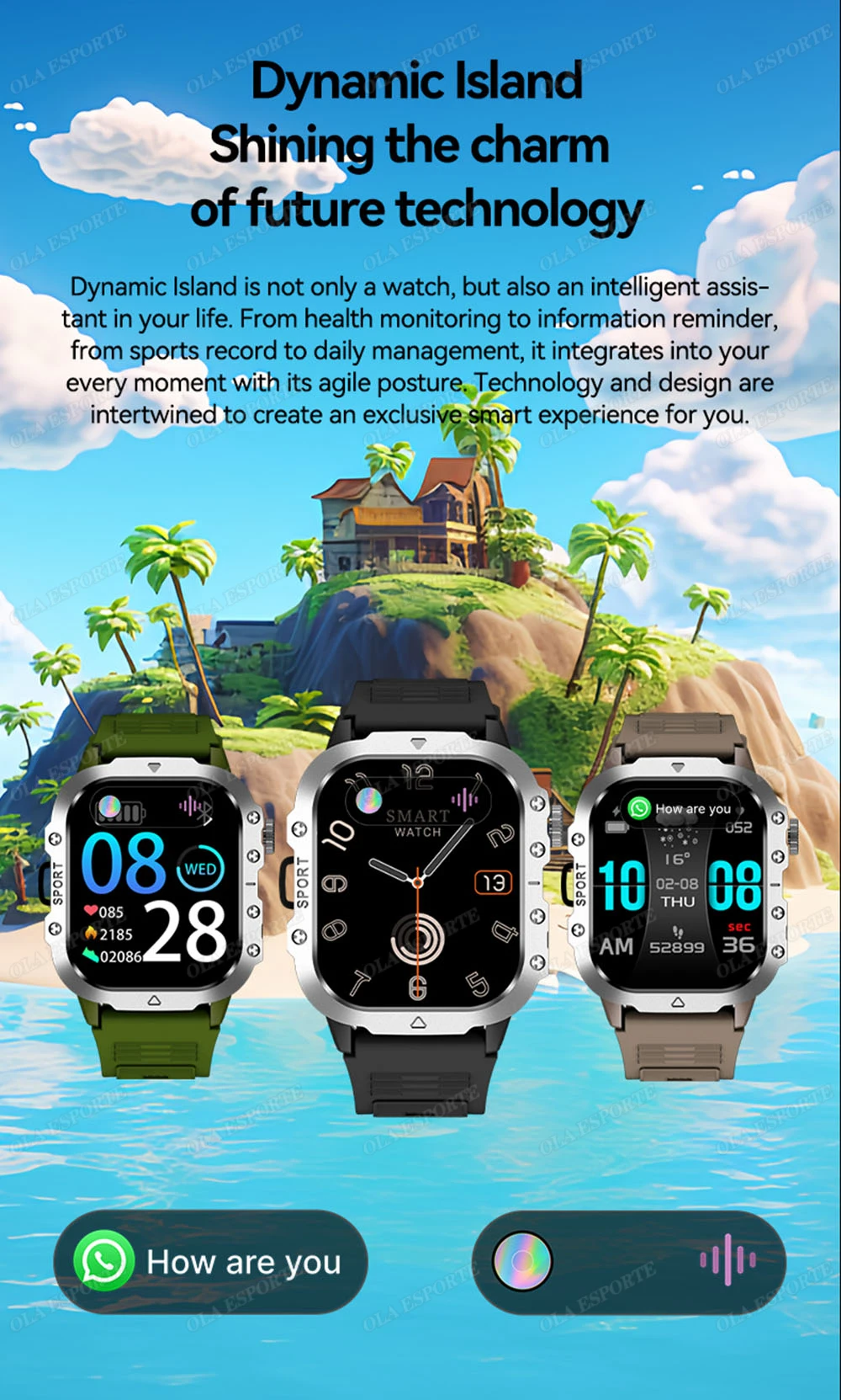 2026 New Military Smart Watch Men 3ATM Outdoor Sports Fitness Tracker Blood Pressure Health Monitoring BT Call GPS Smartwatch