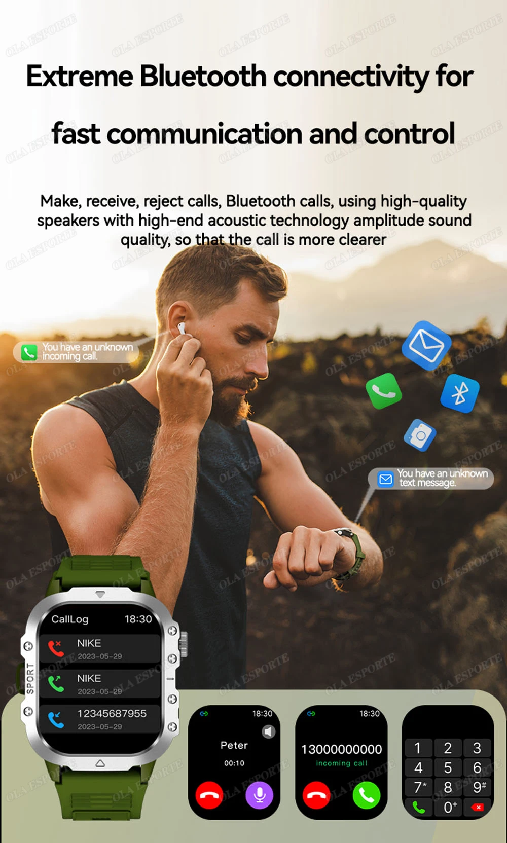 2026 New Military Smart Watch Men 3ATM Outdoor Sports Fitness Tracker Blood Pressure Health Monitoring BT Call GPS Smartwatch