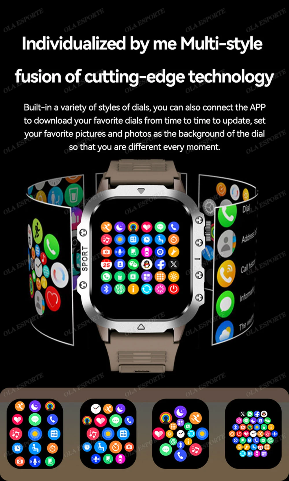 2026 New Military Smart Watch Men 3ATM Outdoor Sports Fitness Tracker Blood Pressure Health Monitoring BT Call GPS Smartwatch