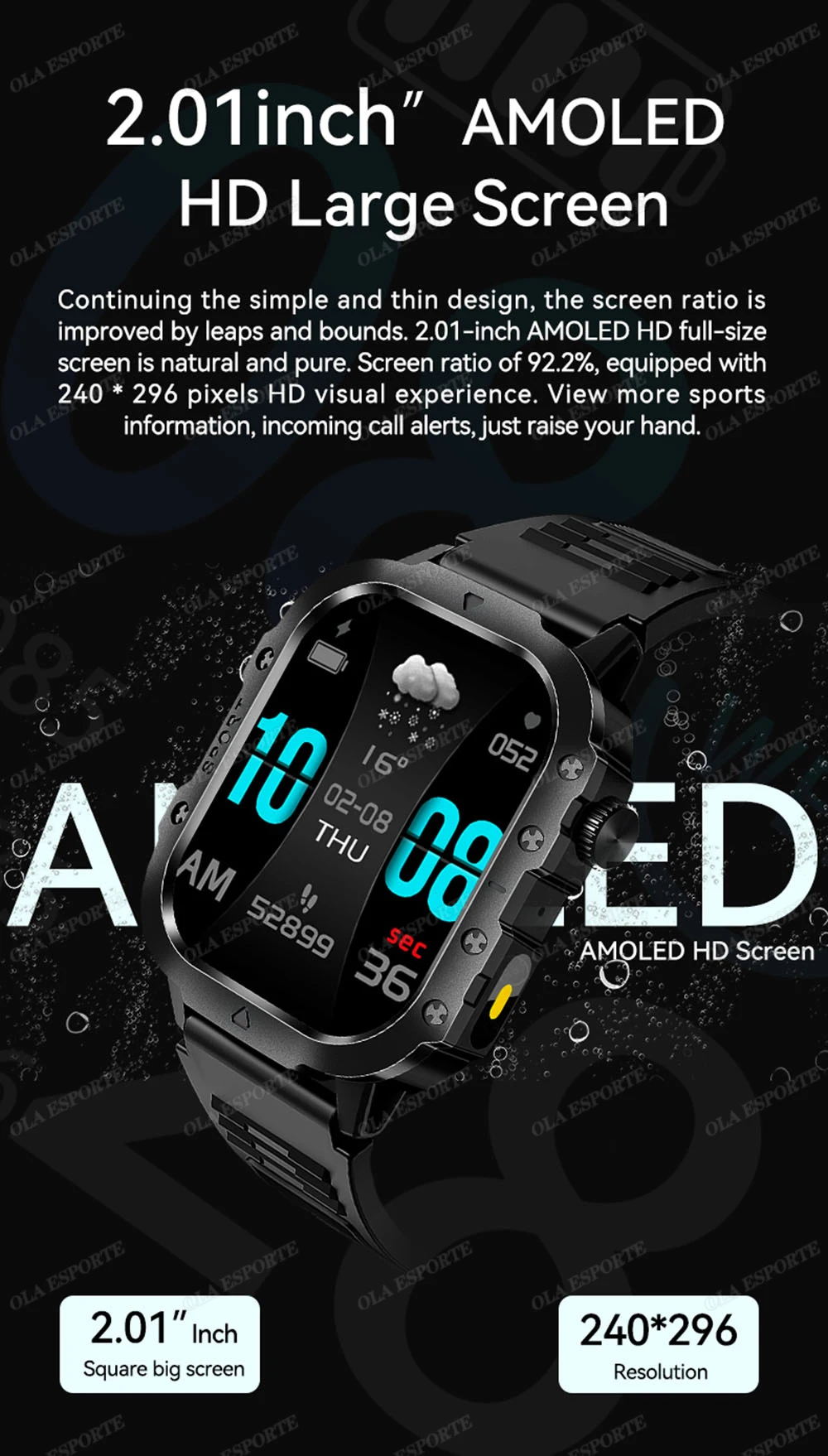 2026 New Military Smart Watch Men 3ATM Outdoor Sports Fitness Tracker Blood Pressure Health Monitoring BT Call GPS Smartwatch