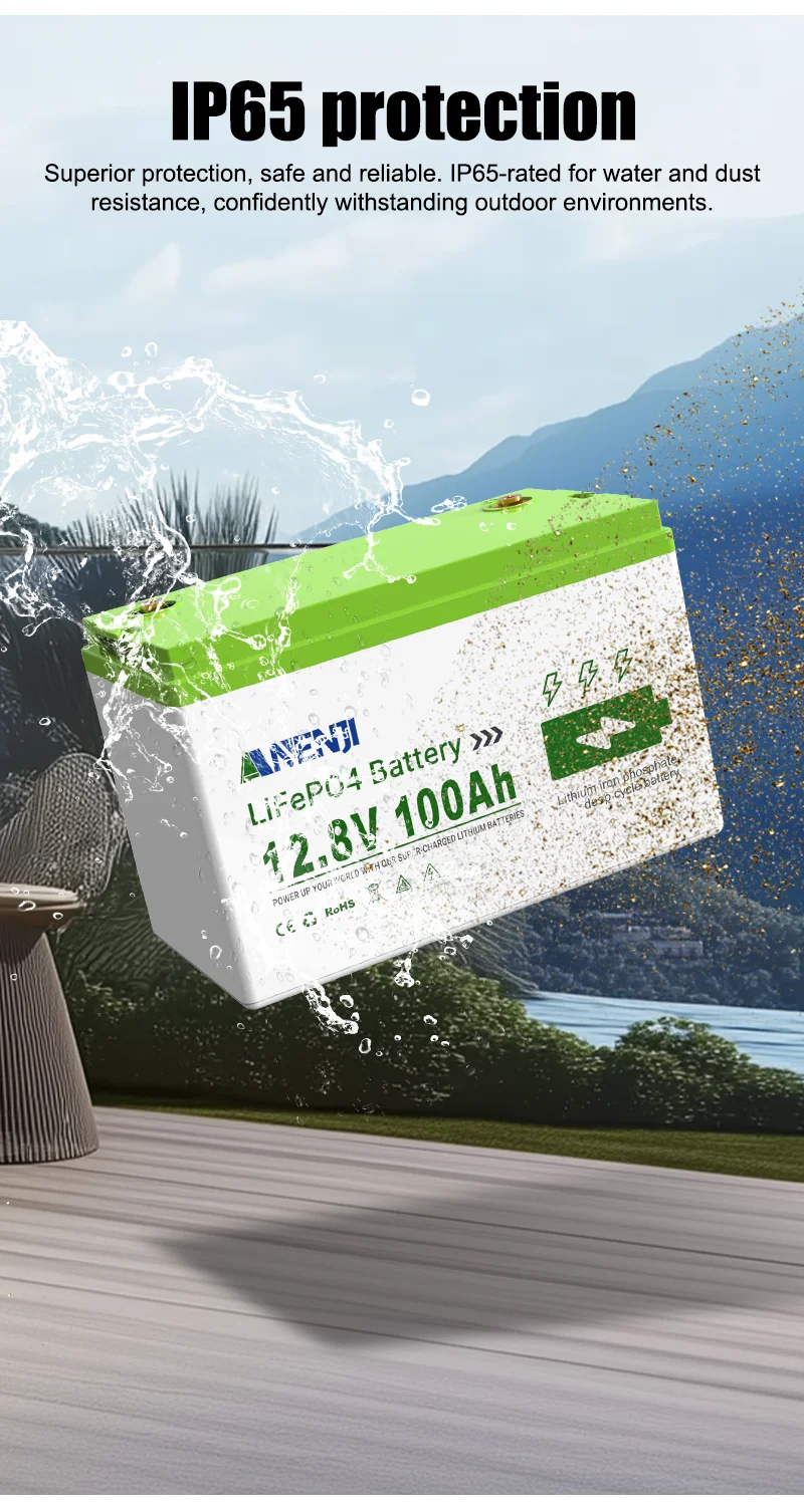 ANENJI 12.8V/25.6V 100AH LiFePO4 Lithium Battery Max.1280Wh 2560Wh Energy, Low Temperature Protection 24V 100AH Battery
