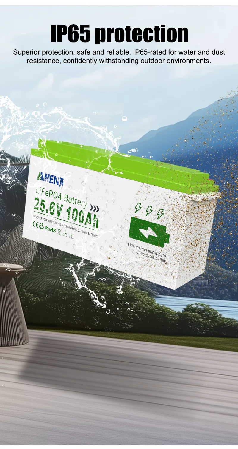 ANENJI 12.8V/25.6V 100AH LiFePO4 Lithium Battery Max.1280Wh 2560Wh Energy, Low Temperature Protection 24V 100AH Battery