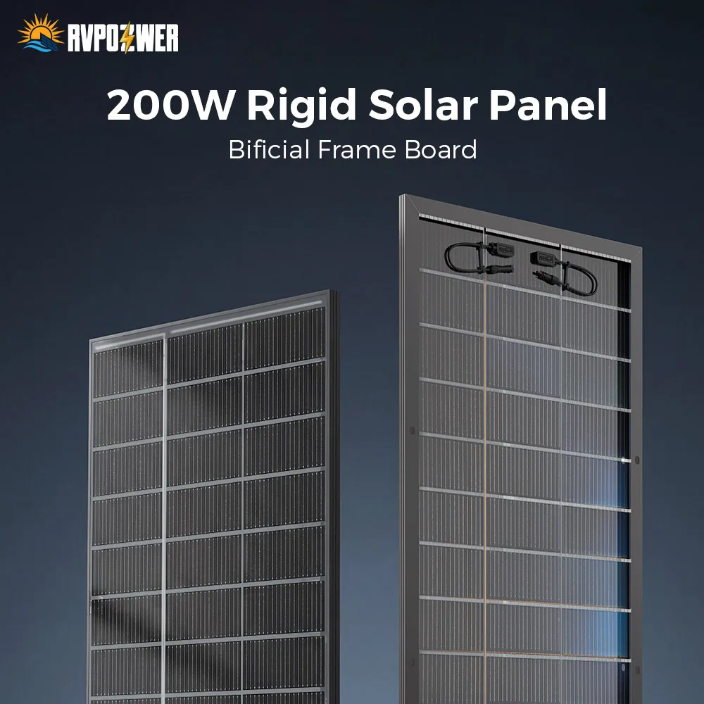 RVPOZWER 400W Bifacial Solar Panel 18BB N-Type Mono Cells High-Efficiency PV Power for Home Rooftop Off-Grid Outdoor Camping Farm