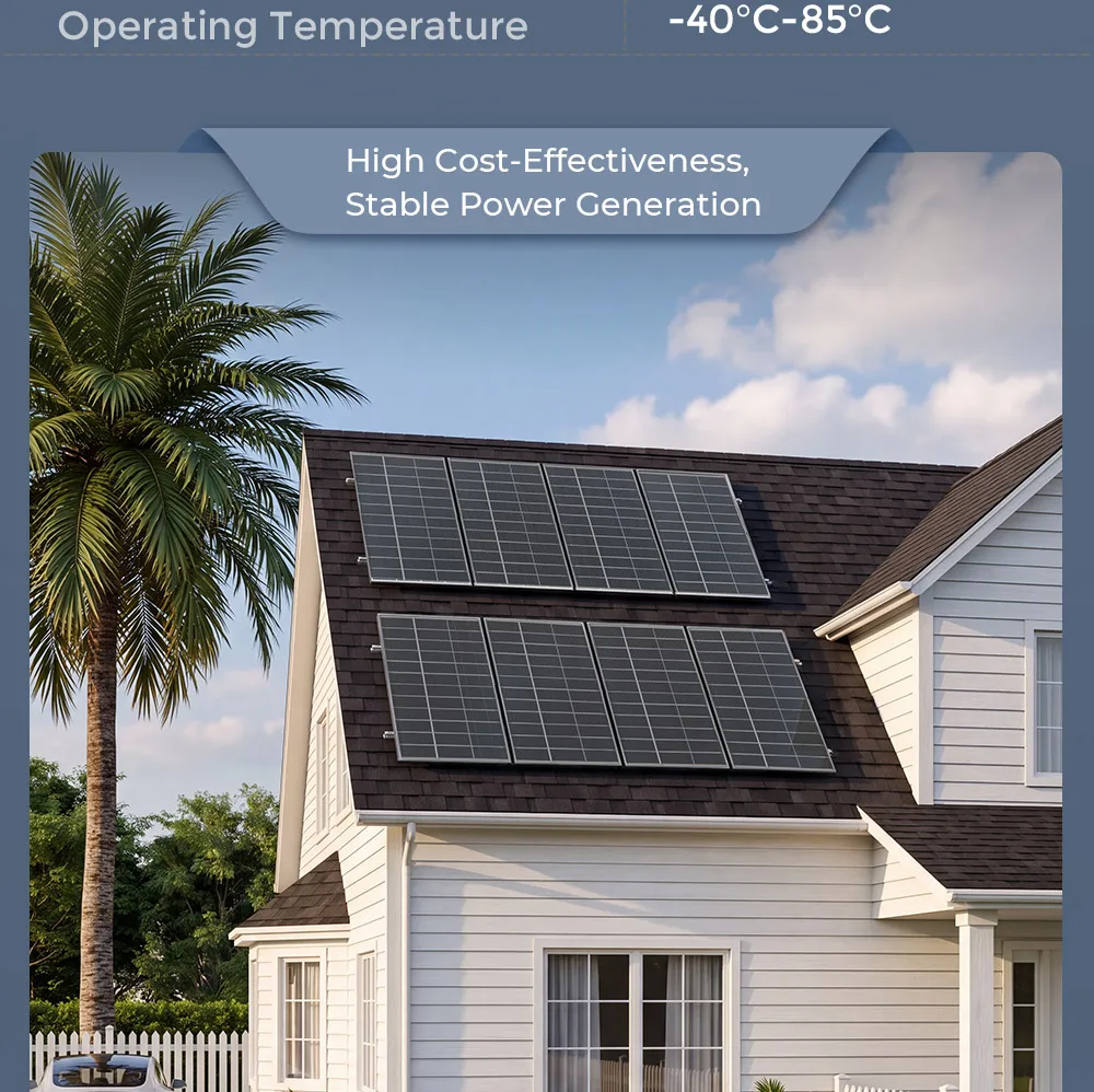RVPOZWER 400W Bifacial Solar Panel 18BB N-Type Mono Cells High-Efficiency PV Power for Home Rooftop Off-Grid Outdoor Camping Farm